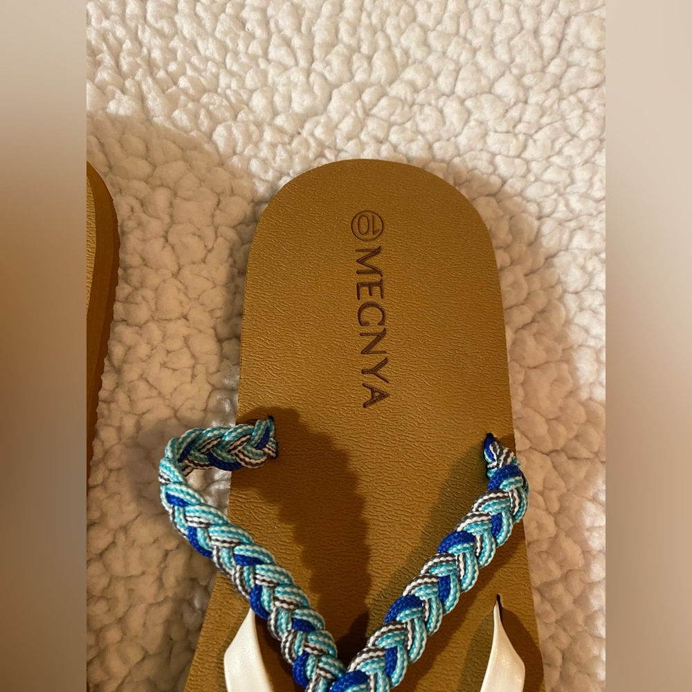 MEGNYA Blue and White Braided Sandals NWOT - Picture 4 of 8